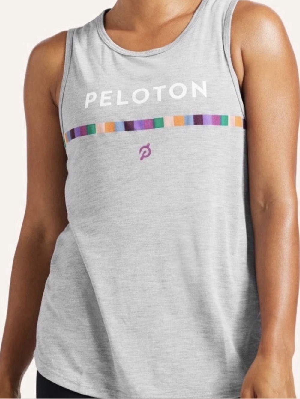 Peloton Women's Gray Razor Back Tank Top w/ Upper Back Cut Outs Size: Small